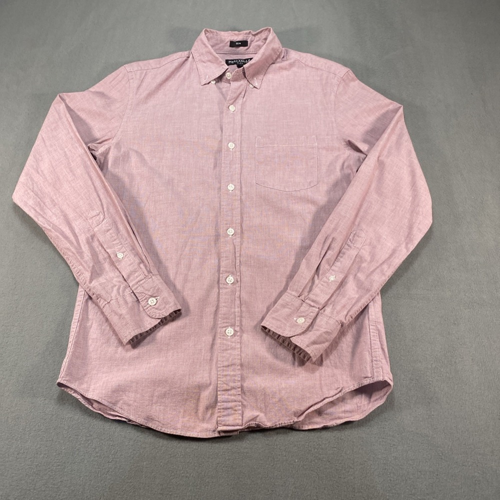 J Crew Long Men's Small Short Pink Button-Up Shirt Slim Fit